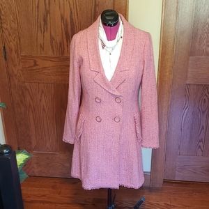 CAbi Madison Avenue pink tweed coat